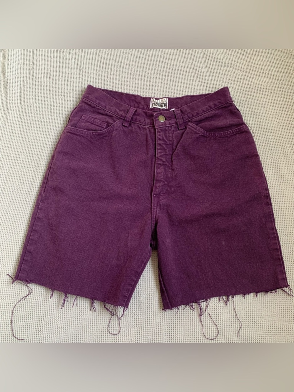 Moda International Women's 10 Deep Plum High-Rise Cutoff Denim Shorts Cotton